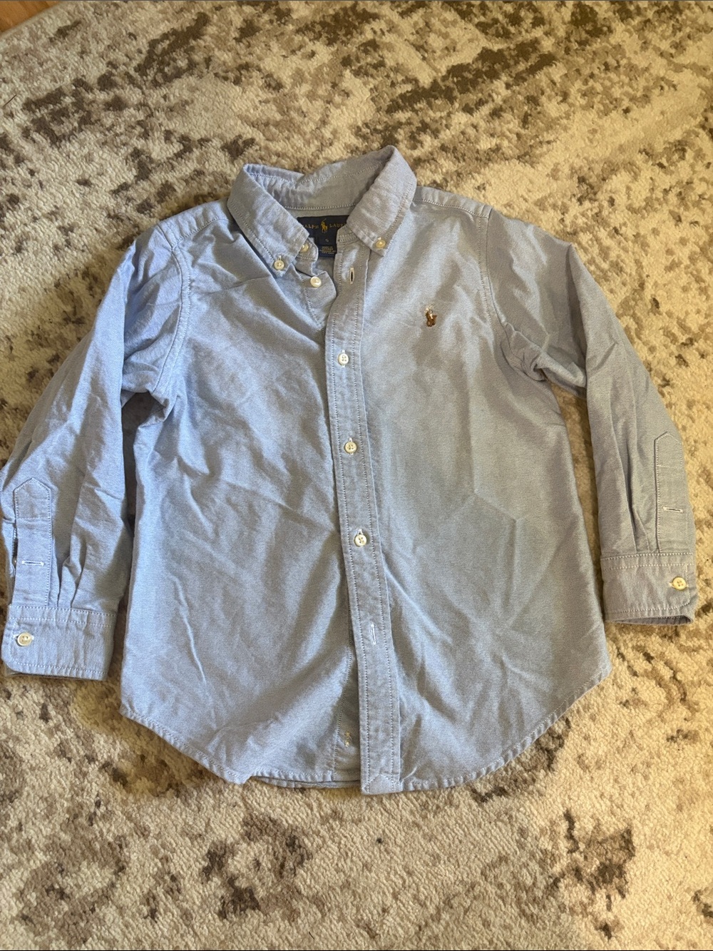 Ralph Lauren Boys Light Blue Button-Down Oxford Shirt with Pony Logo
